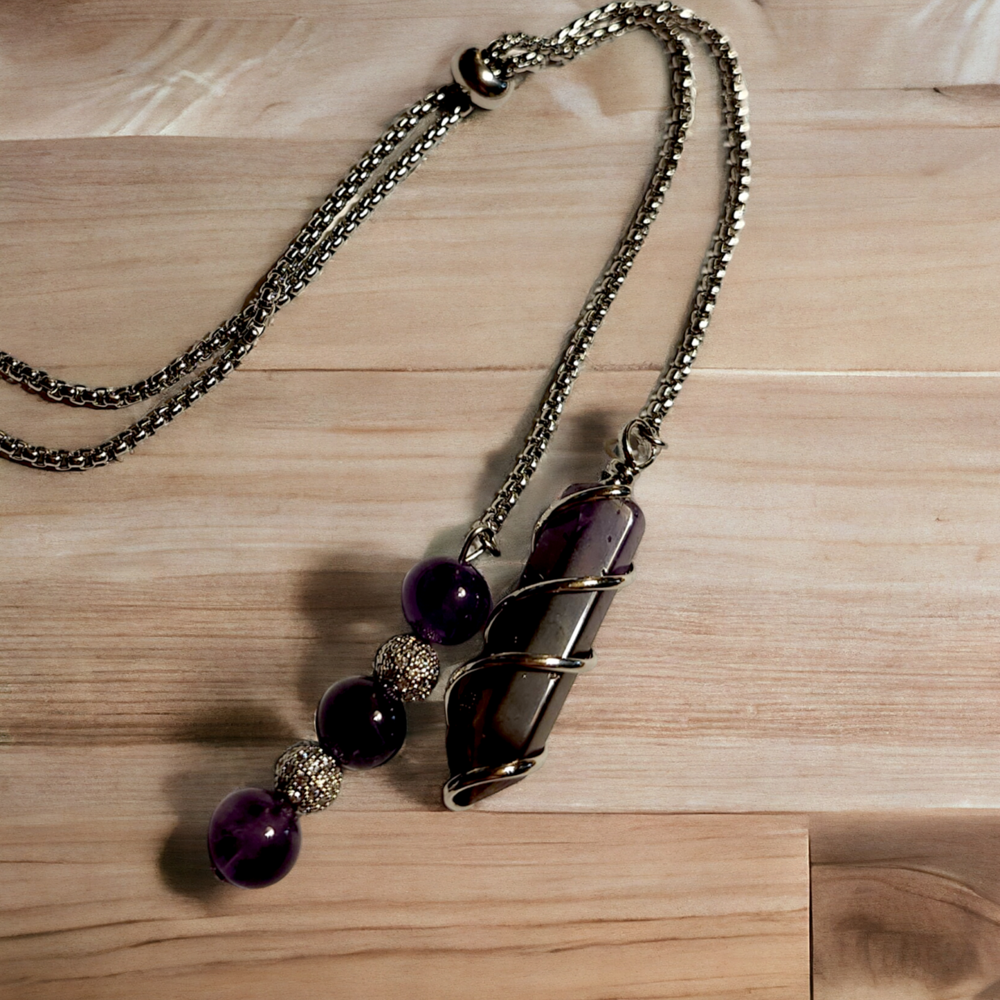 Amethyst & Strass Adjustable Necklace