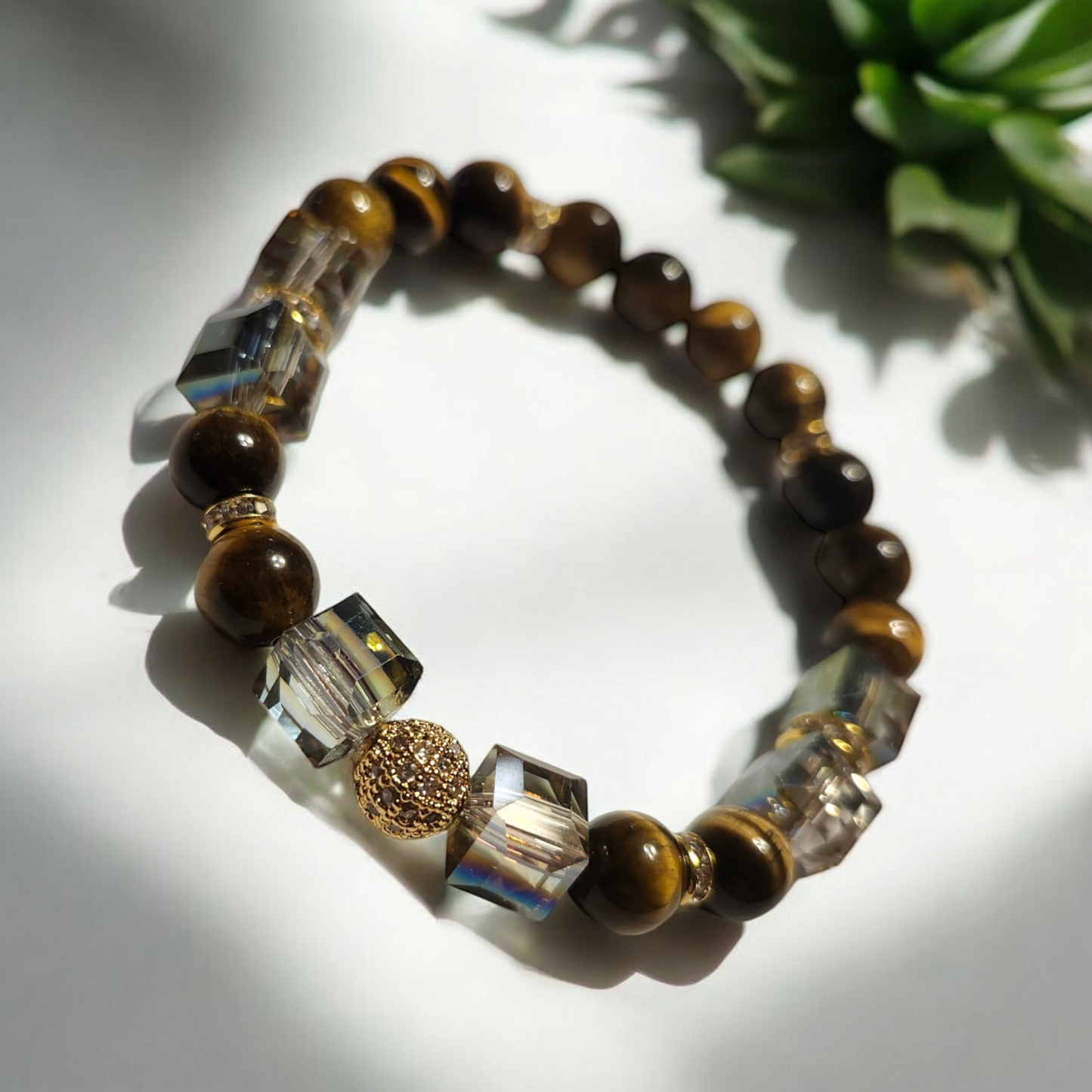 Golden Cube Handcrafted Gemstone Bracelet