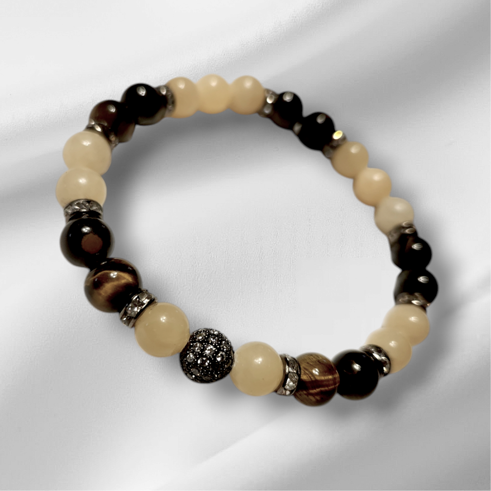 Yellow Jade & Tiger’s Eye Handcrafted Gemstone Bracelet