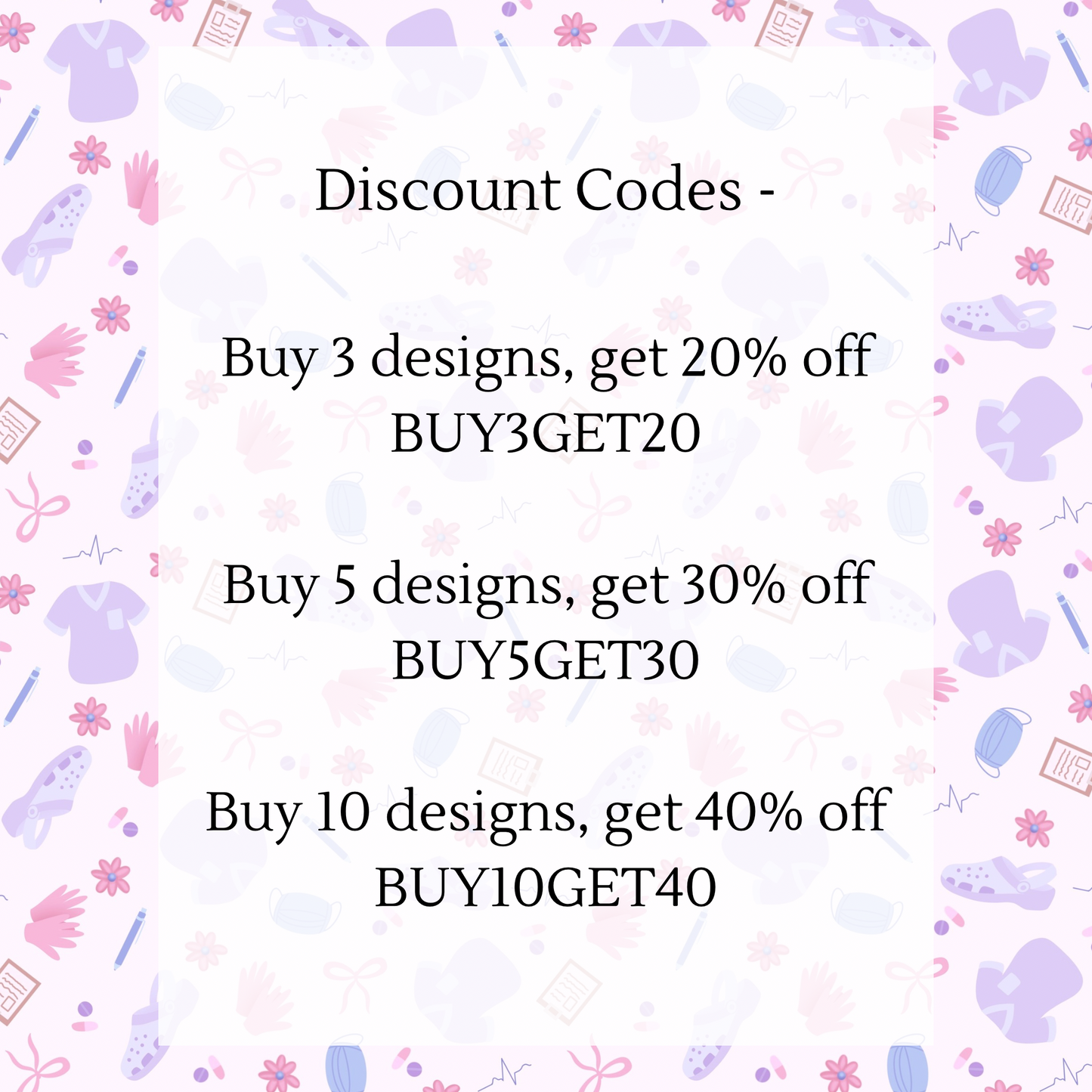 Pastel Nurse Seamless Pattern | Hand-Drawn Medical Design with Scrubs, Masks & Flowers | Healthcare Sublimation Background