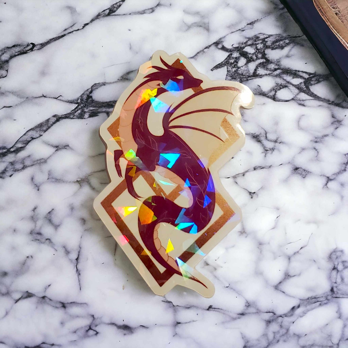 Rhodolite Dragon Cracked Ice Holographic Sticker