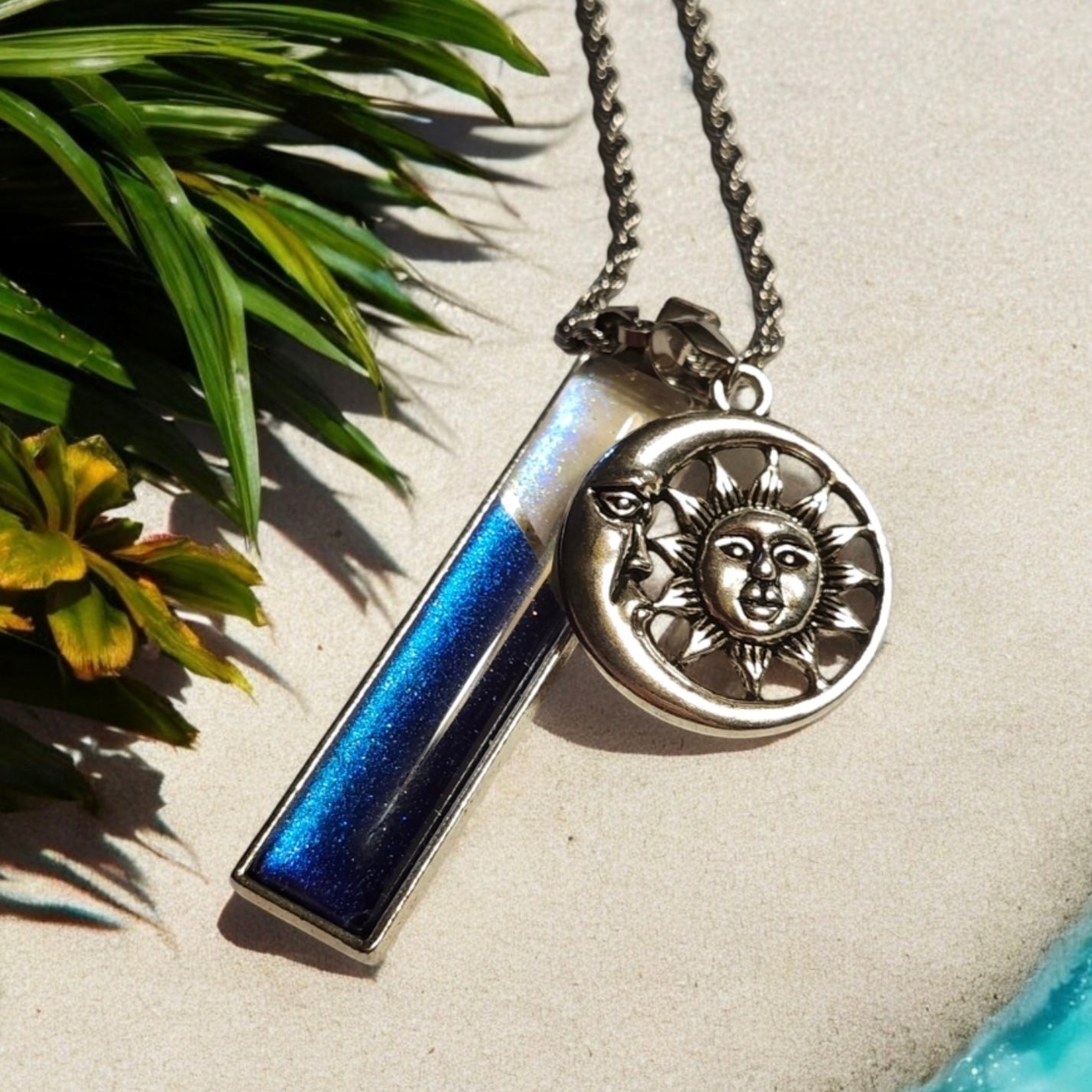 Sun & Moon Hand-Painted Necklace