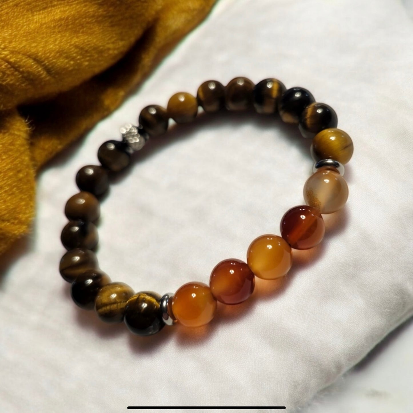 Tiger’s Eye & Carnelian Handcrafted Gemstone Bracelet