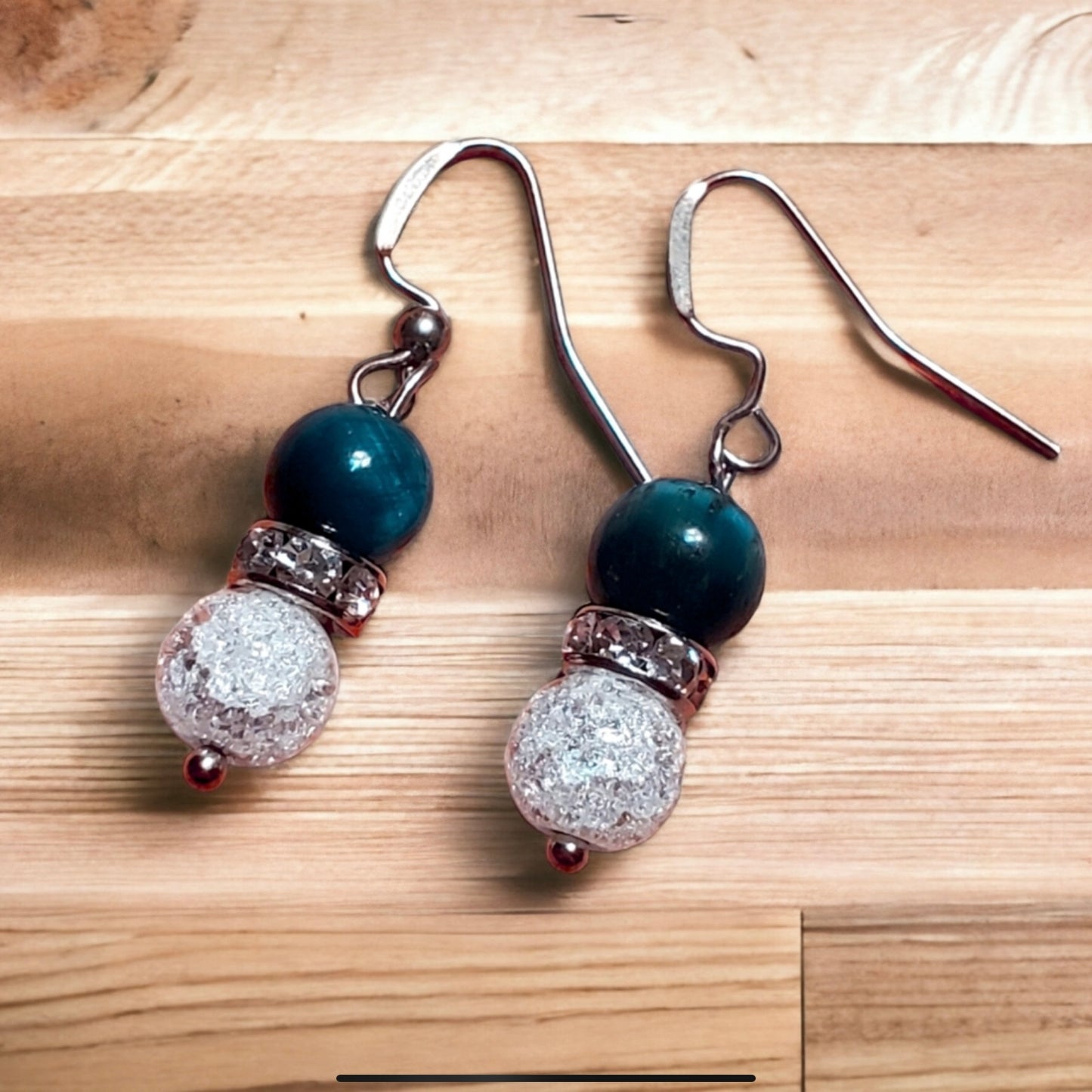 White Cracked Quartz & Apatite Earrings