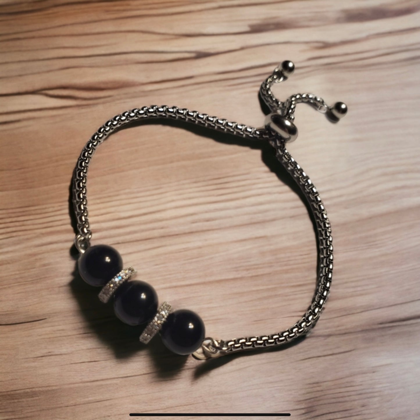 Onyx & Cubic Zircon Handcrafted Boho Gemstone Bracelet