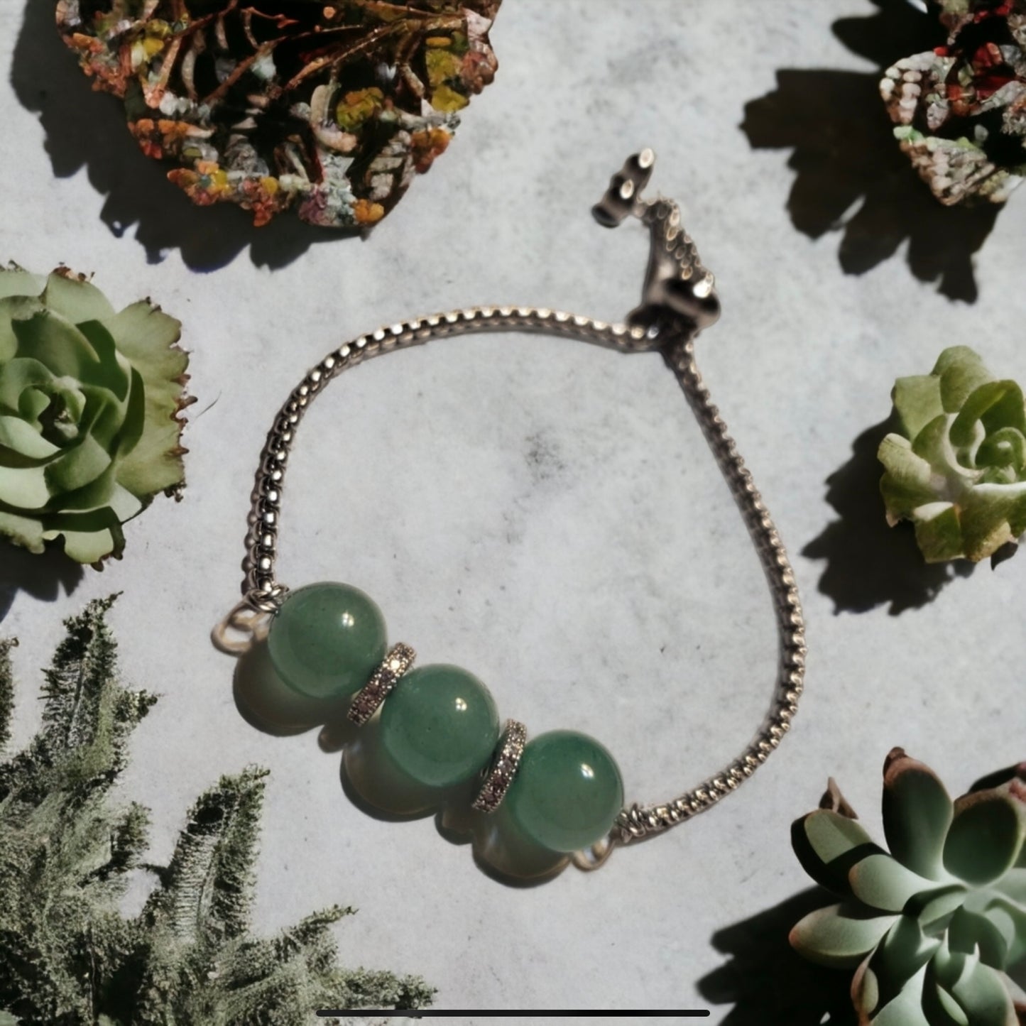 Aventurine & Cubic Zircon Handcrafted Boho Gemstone Bracelet