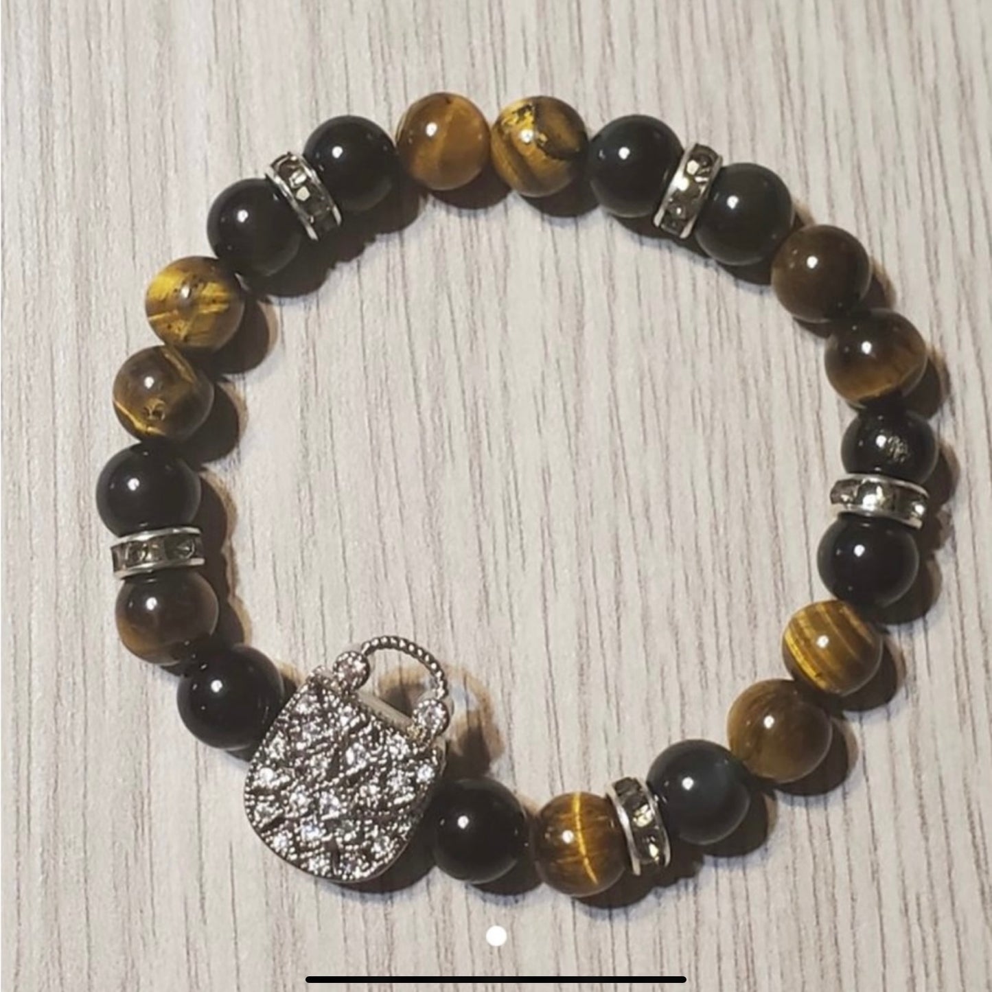 Tiger’s Eye & Obsidian Handcrafted Gemstone Bracelet