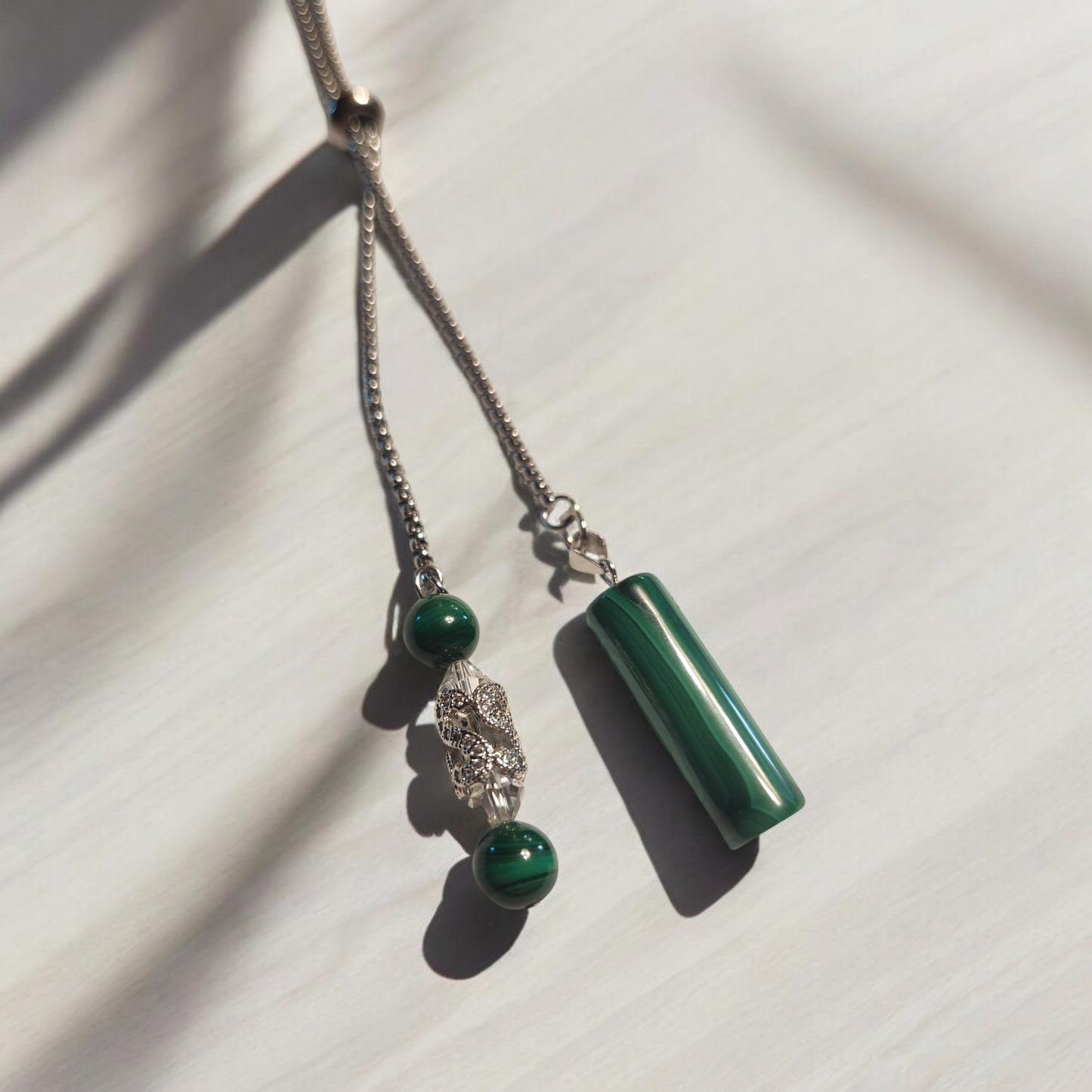 Malachite & Zircon Adjustable Necklace