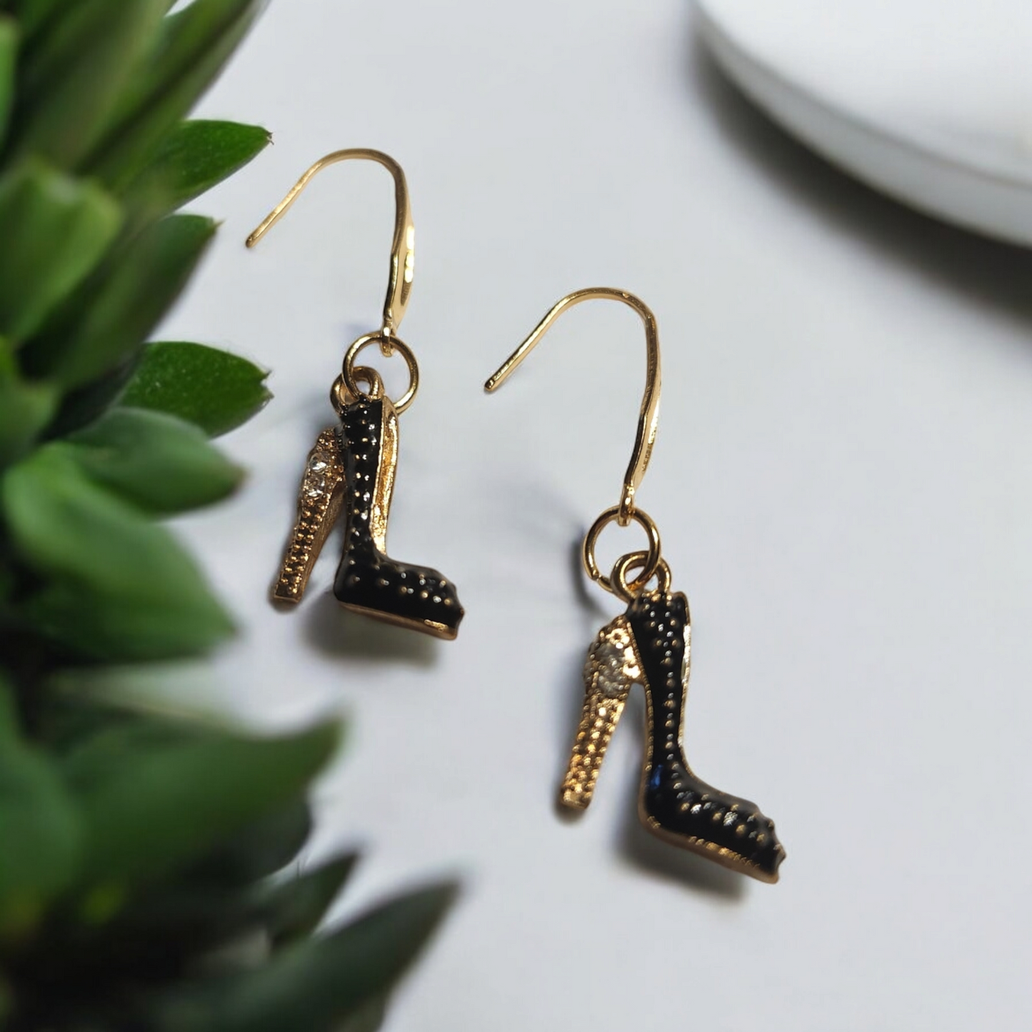 Black & Gold High Heel Earrings