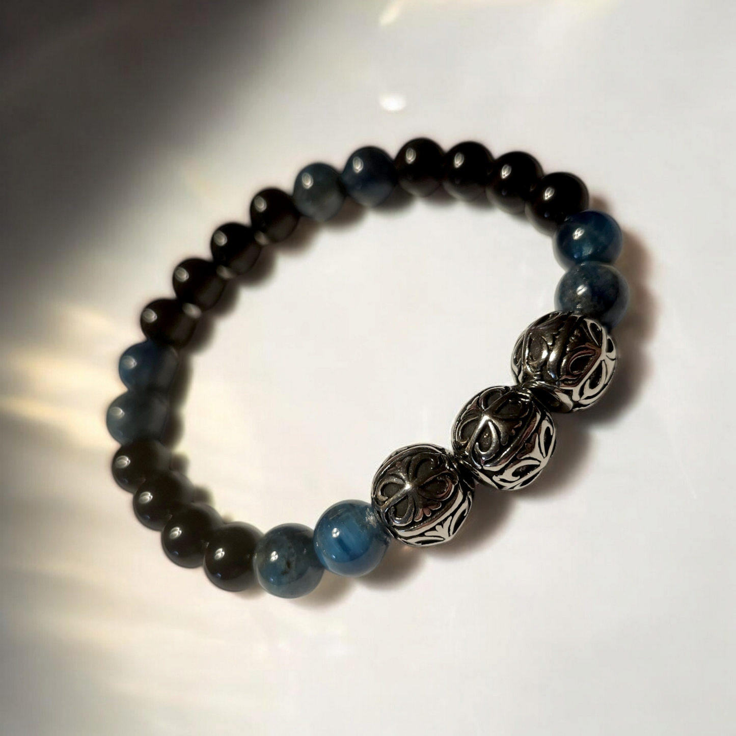 Apatite & Obsidian Handcrafted Gemstone Bracelet
