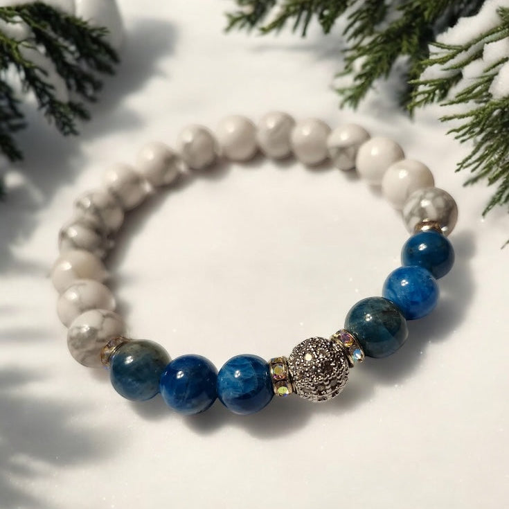 Apatite & Howlite Handcrafted Gemstone Bracelet