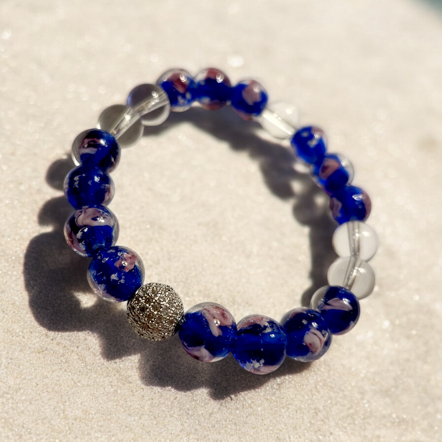 Blue Firefly Glass & Strass Handcrafted Bracelet