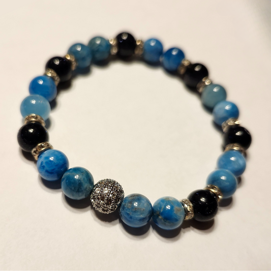 Apatite & Galaxy Sandstone Handcrafted Gemstone Bracelet