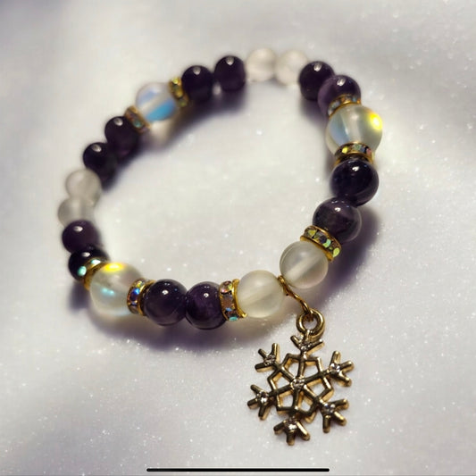 Amethyst Snowflake Handcrafted Gemstone Bracelet