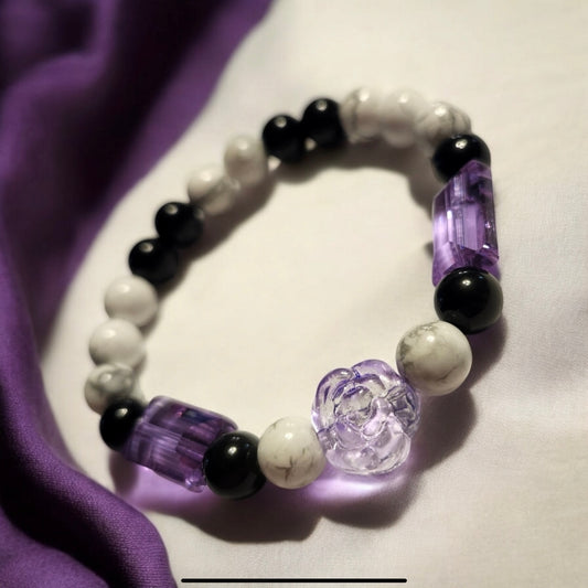 Obsidian & Howlite Handcrafted Gemstone Bracelet