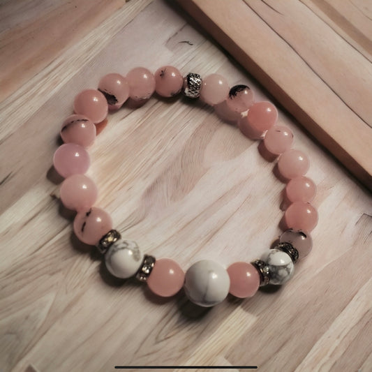 Cherry Blossom Jasper & Howlite Handcrafted Gemstone Bracelet