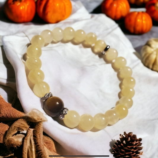 Selenite & Tiger’s Eye Handcrafted Gemstone Bracelet