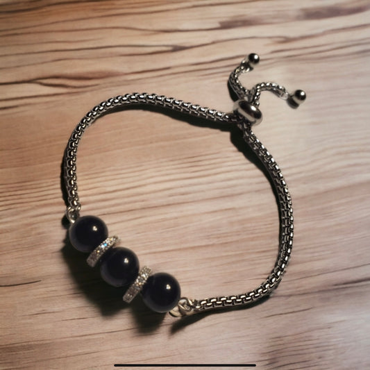 Onyx & Cubic Zircon Handcrafted Boho Gemstone Bracelet