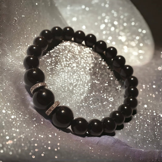 Onyx & Cubic Zircon Handcrafted Gemstone Bracelet