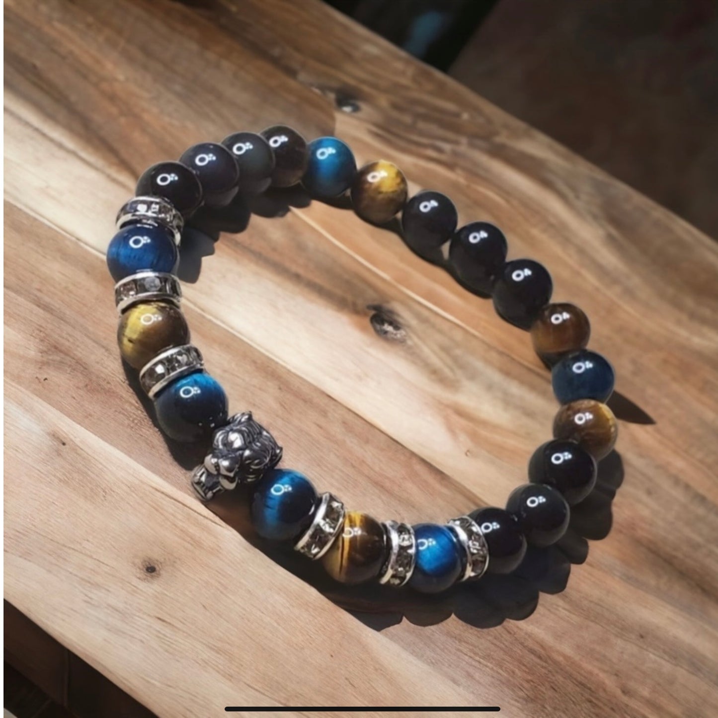 Tiger’s Eye & Obsidian Handcrafted Gemstone Bracelet