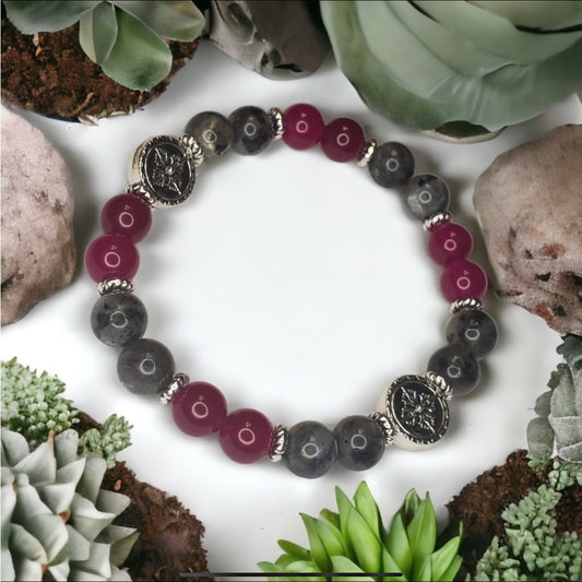 Red Jasper & Labradorite Handcrafted Gemstone Bracelet